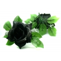 GR134 Róża w pąku - główka z liściem Black